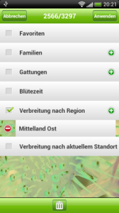 Flora Helvetica App: Auswahl Landesregion