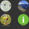 Vier Kreise mit Links aus der Startseite der FlowerWalk-App.